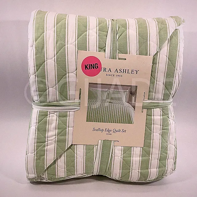 Laura Ashley 3pc Quilt Set 104" x 96" King Cotton New