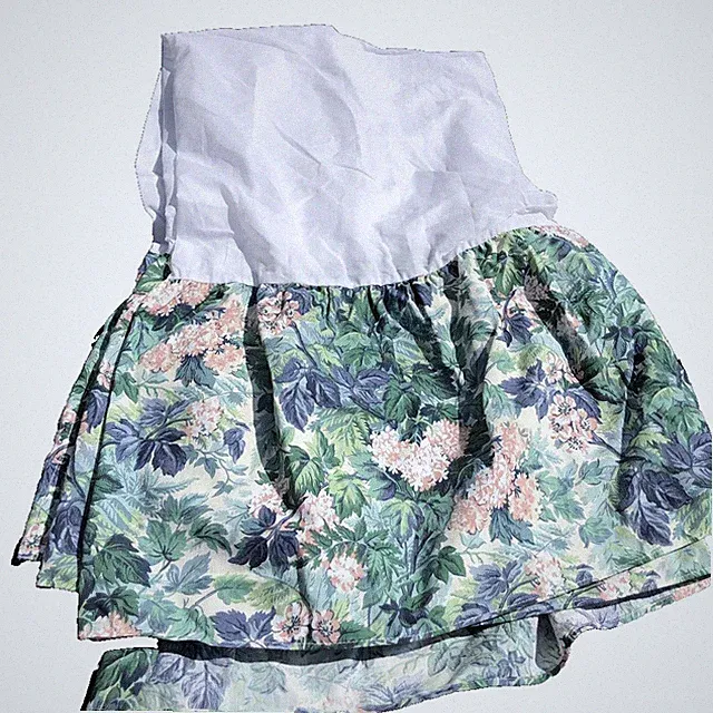 Laura Ashley Ashbourne Double Bed Skirt Greens & Pink Dogwood Florals