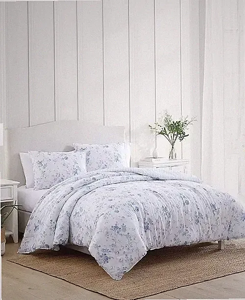 Laura Ashley Belinda Cotton Reversible 3 Piece Comforter Set, Full/Queen $330