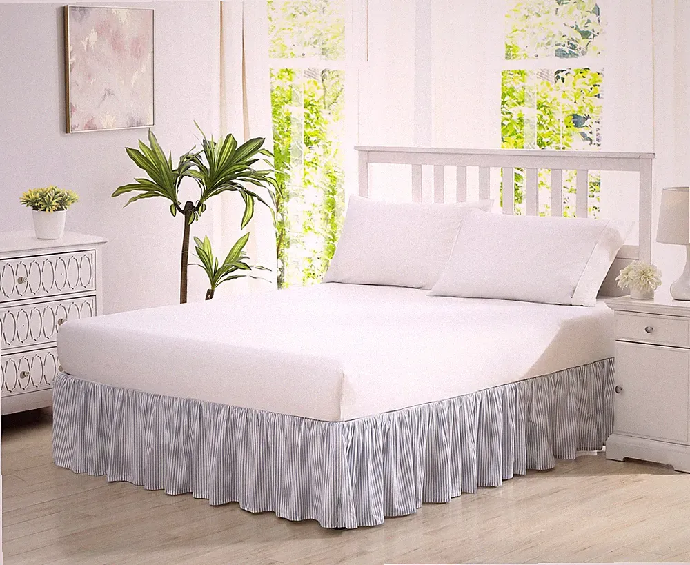 Laura Ashley Cotton Ruffled Bed Skirt (Classics-Blue)