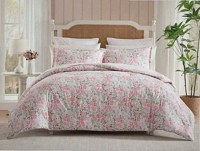 Laura Ashley Heather Garden Pink, Green Cotton Full/Queen Comforter Set