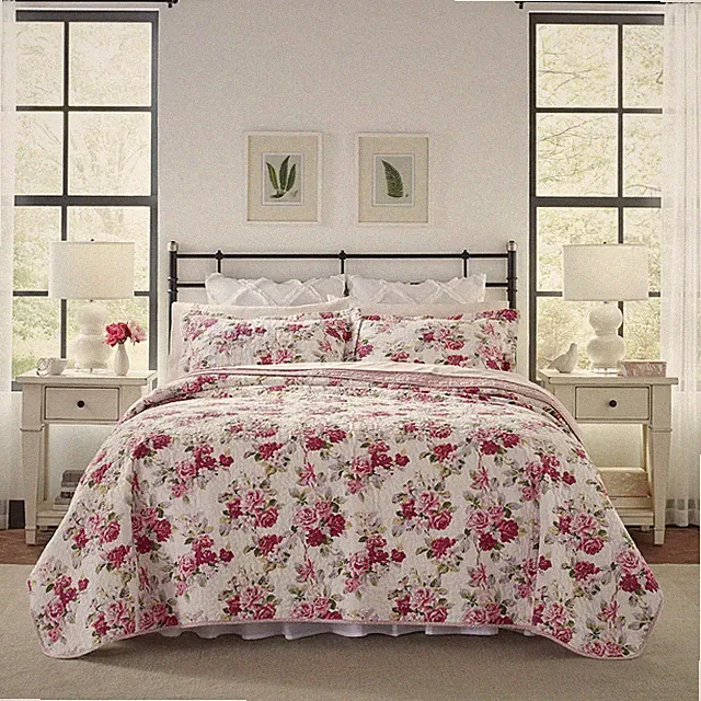 Laura Ashley Home Lidia Collection Quilt Set-100% Cotton, Reversible, Lightweigh