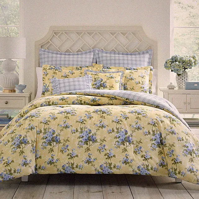 Laura Ashley Home - Queen Comforter Set, Cotton Reversible Bedding, Includes Mat