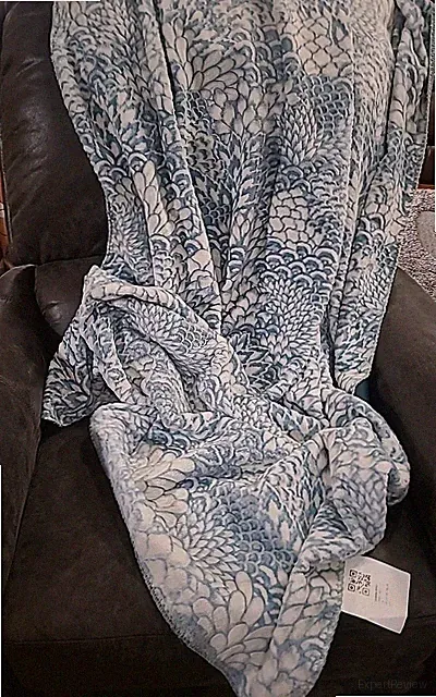 Laura Ashley Microplush/Minky Reversible Throw 50" X 70" Newport Blue
