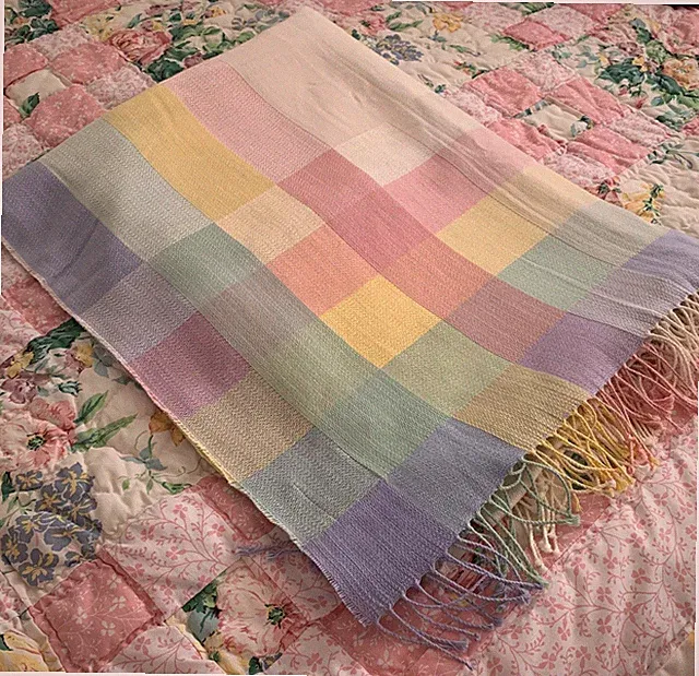 Laura Ashley Pastel Throw Blanket 100% Cotton Made In Scotland New With Tags