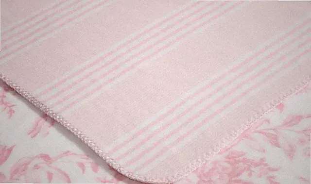 Laura Ashley PINK Bedford Striped & Floral Reversible Throw Blanket ~ NWT