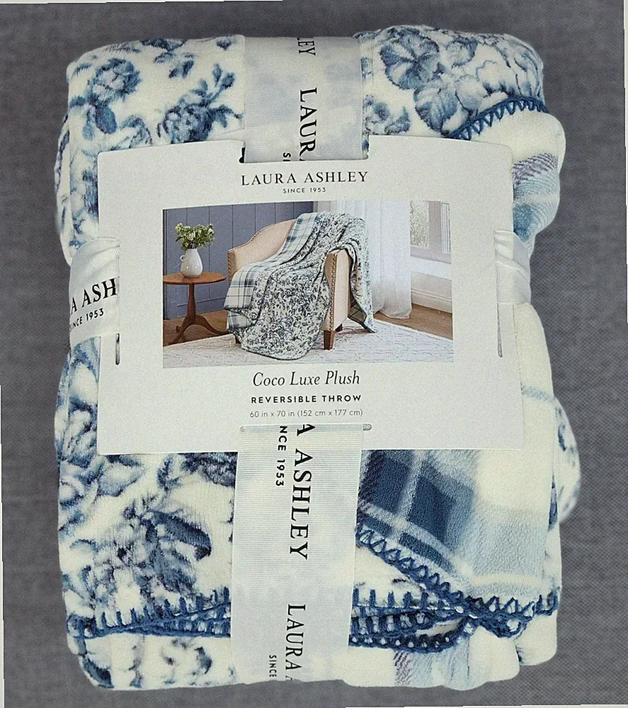 Laura Ashley Plush Reverible Throw