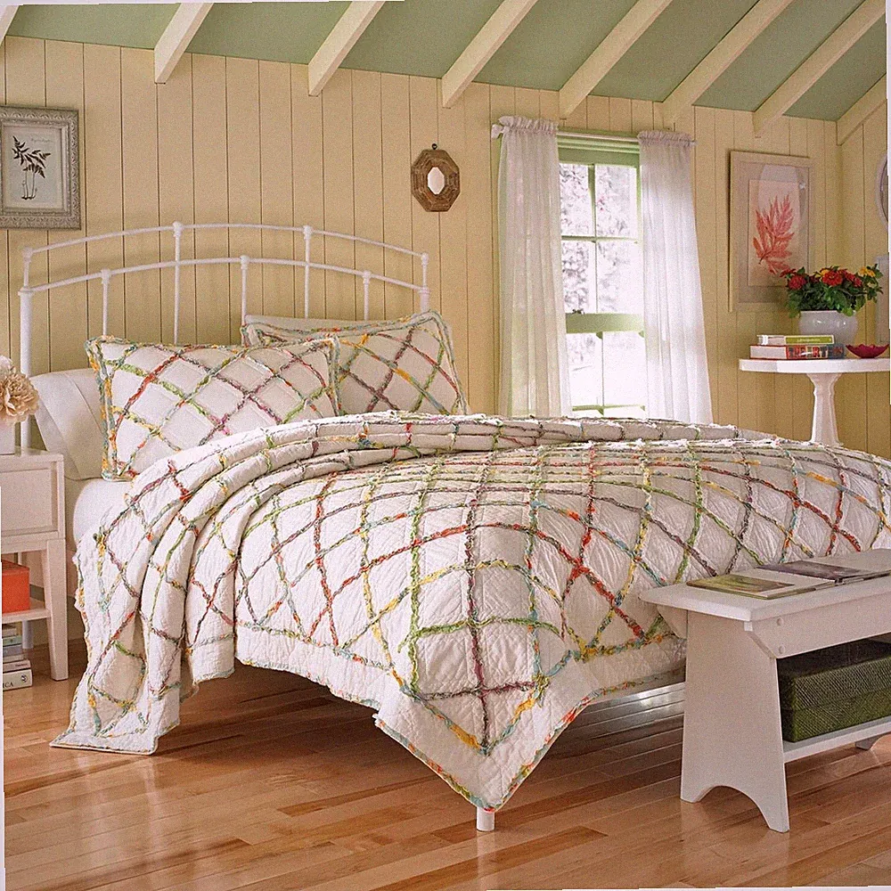 Laura Ashley Ruffle Garden 100% Cotton Reversible Quilt