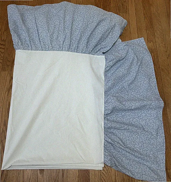 Laura Ashley Sofia Blue Leaf Ruffled Queen Bed Skirt W/14” Decorative Pillow New