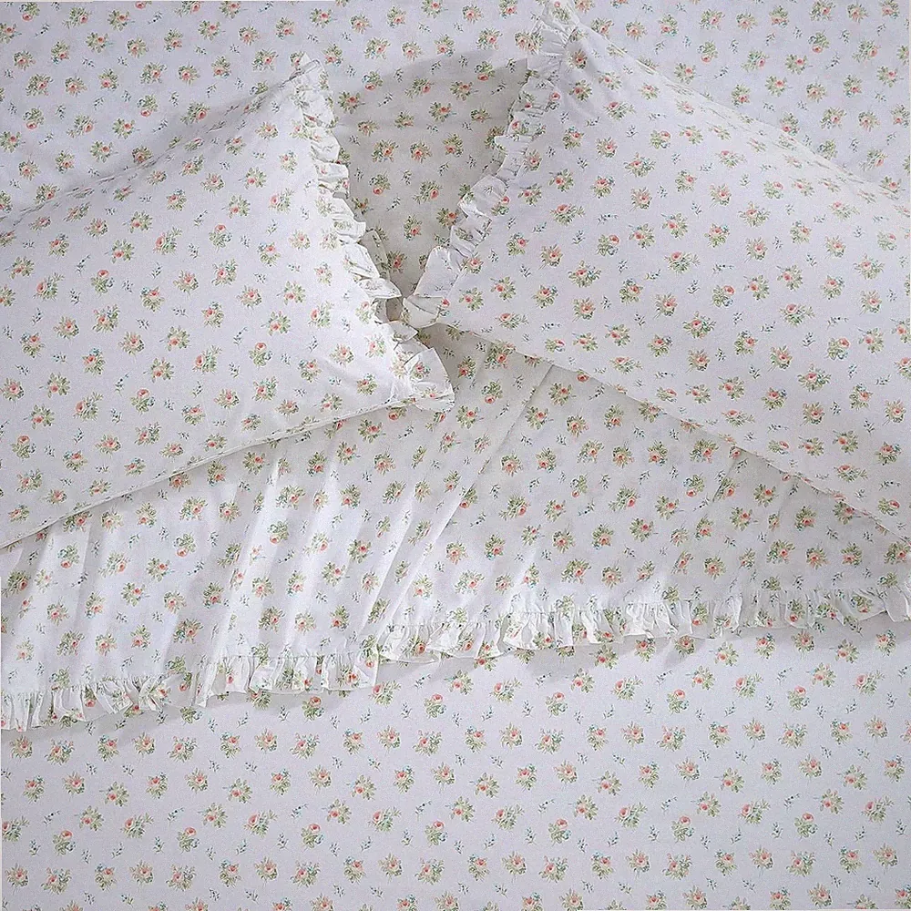 Laura Ashley - Standard Pillowcase Set, Breathable Percale Cotton Bedding, Flora