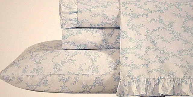 Laura Ashley Victoria Blue King Sheet Set, Breathable Cotton Percale Bedding