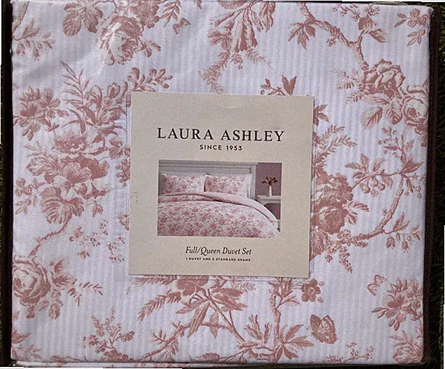 Laura Ashley Walled Garden Floral Duvet Cover Set Queen Antique Pink Rose Toile