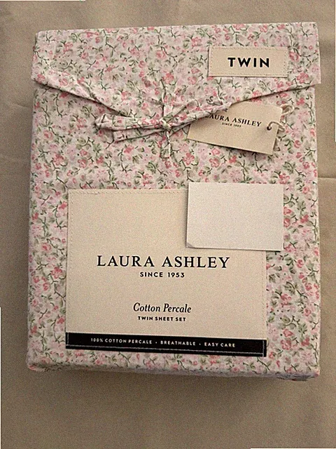 NEW 3pc Laura Ashley Twin Sheet Set Cottage Petite Floral EMOGENE Pink & Green