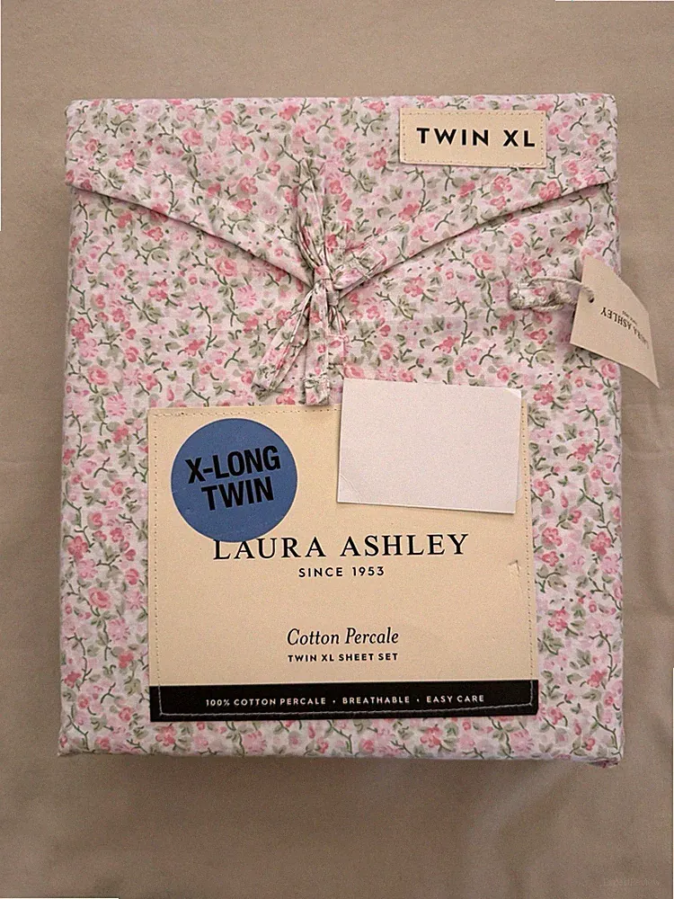 NEW 3pc Laura Ashley Twin XL Sheet Set Petite Floral EMOGENE Pinks & Greens
