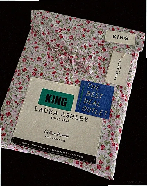 NIP Laura Ashley KING King Sheet Set 4 PCS 100% Cotton Percale Flowers Red Pink