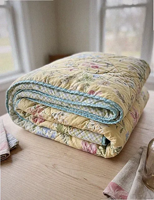 Vintage Laura Ashley Poppy Meadow Twin Comforter Reversible Floral