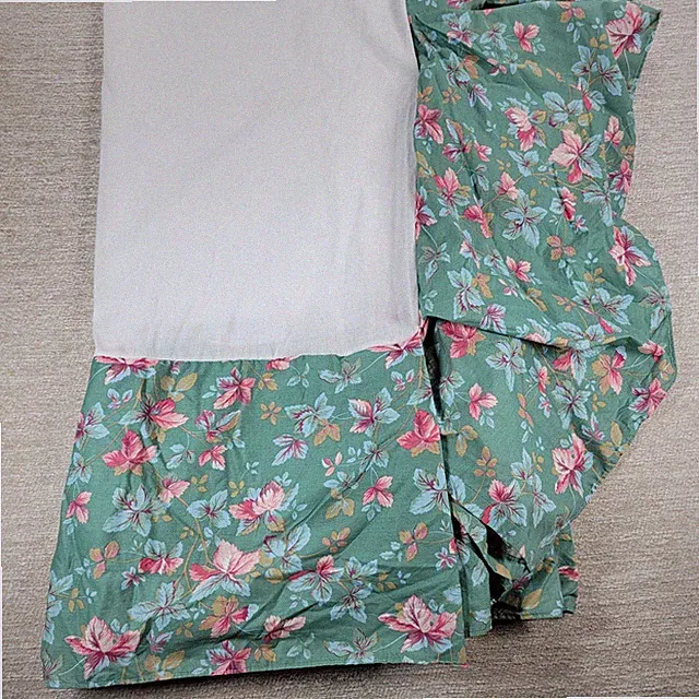 VTG Laura Ashley Glenisla Bed Skirt Full Green Floral Pleated Dust Ruffle USA